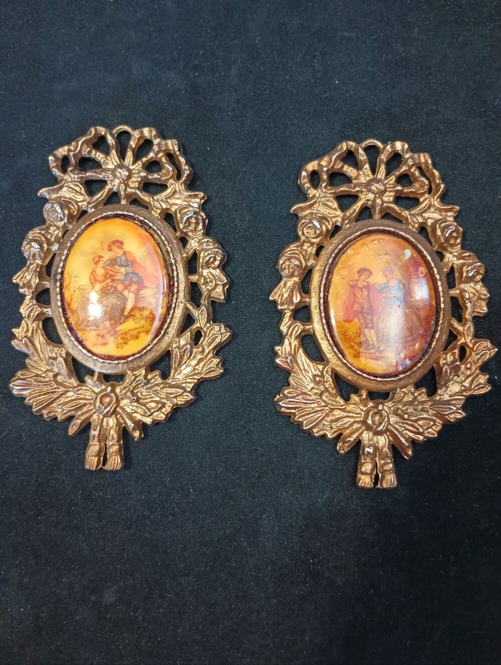 Vintage Pair Of Fragonard? West Germany Pendants/Frames. Courting Couple